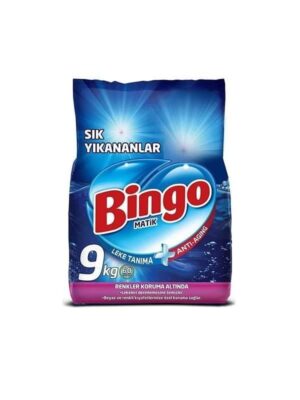 BİNGO MATİK TOZ DETERJAN 9 KG SIK YIKANANLAR TÜM RENKLER 1*1